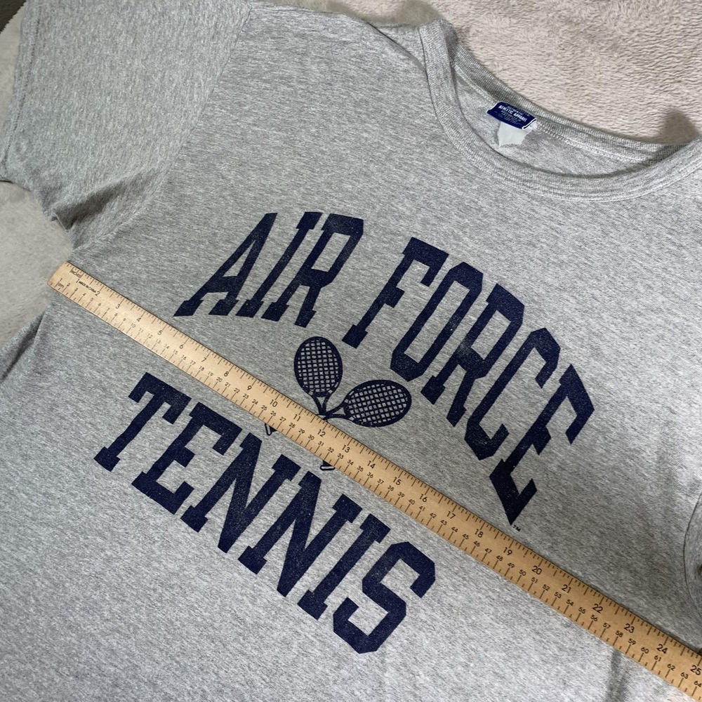 Vintage Air Force Tennis Shirt Mens 2XL Gray Champion Graphic Tee Short‎ Sleeve - Picture 6 of 11